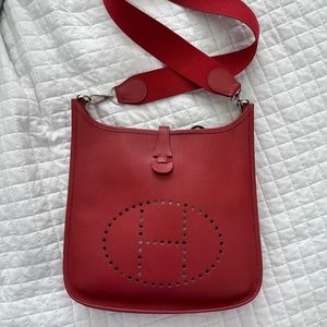 Hermès Red Leather Evelyne I Pm (Authentic Pre-Owned)
